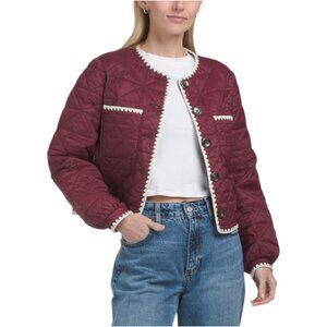 RACHEL ZOE Solid Reversible Jacket With Crochet Lace Edging